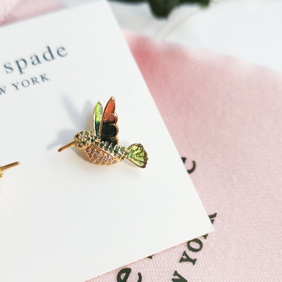 Kate Spade Dazzling Daisy Hummingbird Stud Earrings 🎀 Gold Multicolor - Picture 2 of 3